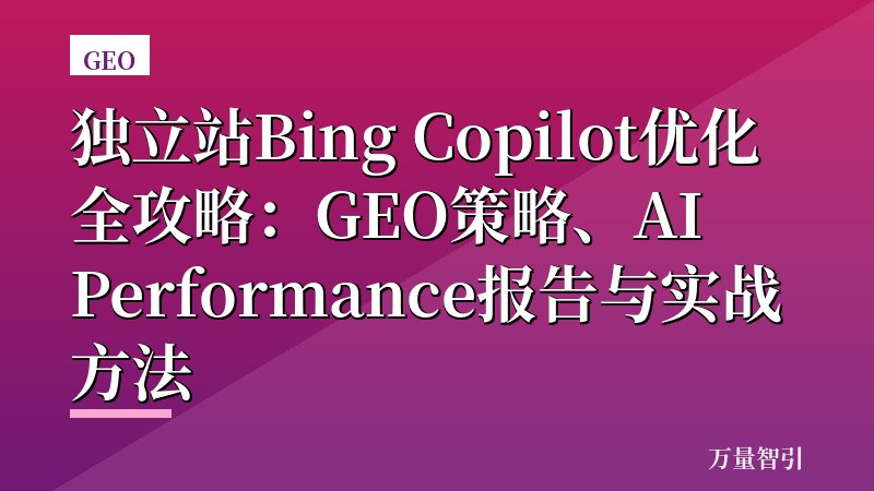 独立站Bing Copilot优化全攻略：GEO策略、AI Performance报告与实战方法