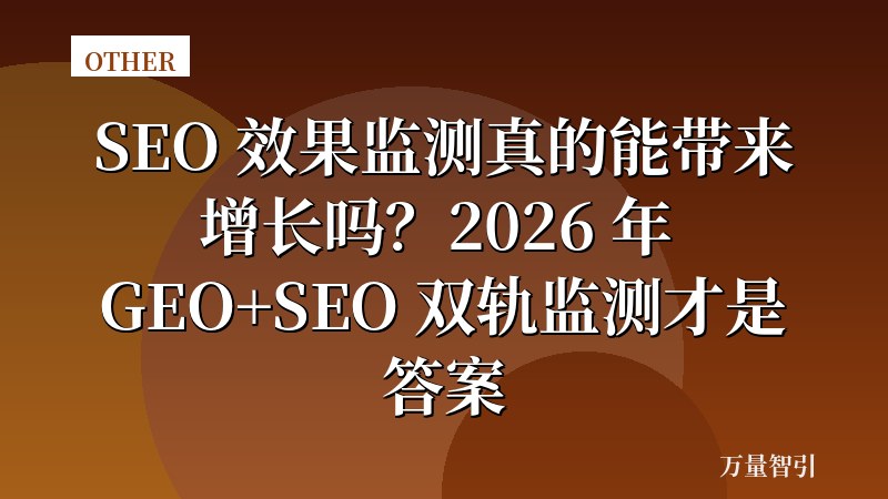SEO 效果监测真的能带来增长吗？2026 年 GEO+SEO 双轨监测才是答案